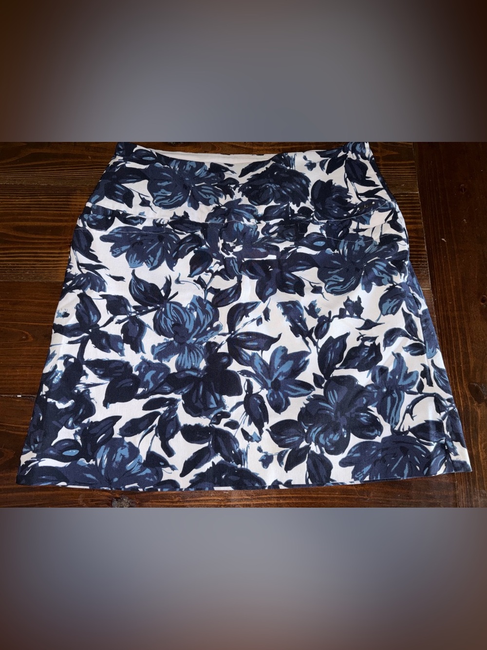 Navy Floral Mini Skirt with Classic A-Line Shape